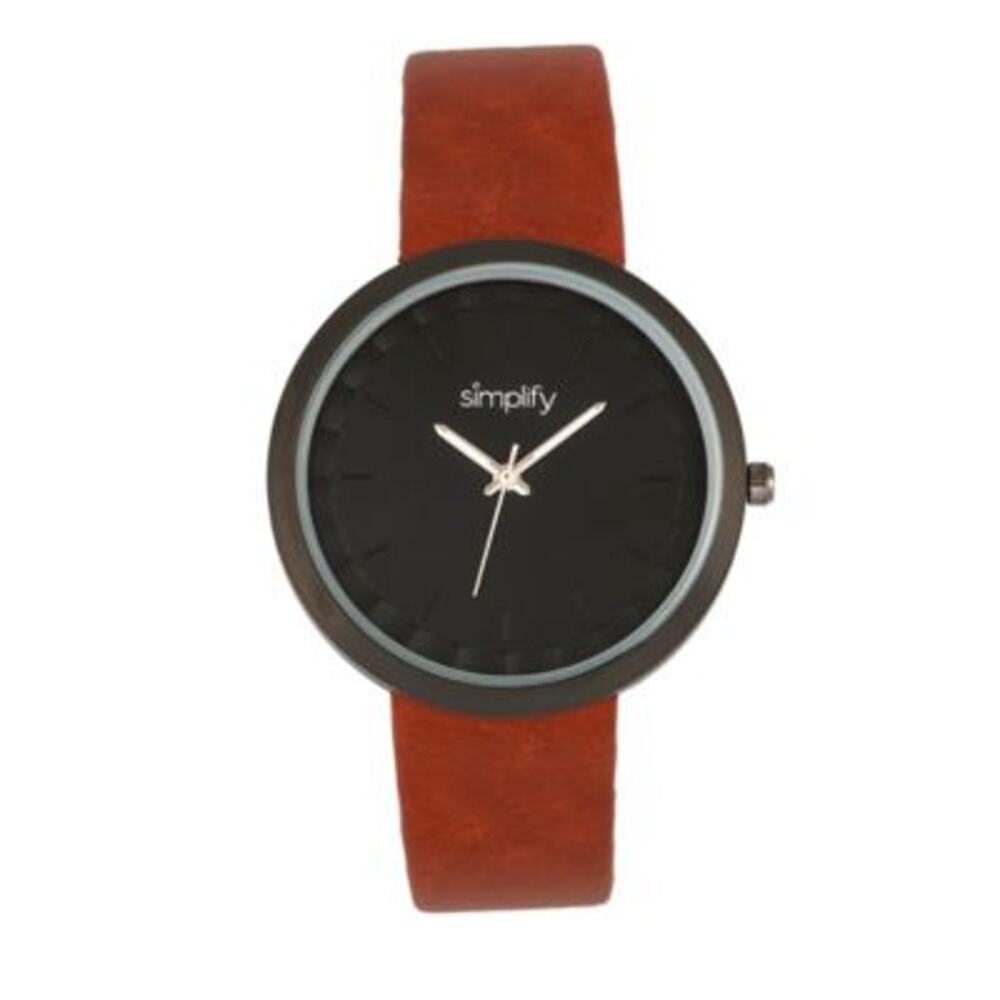 Simplify Quartz Unisex The 6000 Light Brown Leatherette Watch 43mm Minimalist